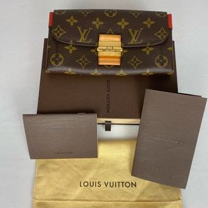 Louis Vuitton Elysee Red Monogram Leather Clutch